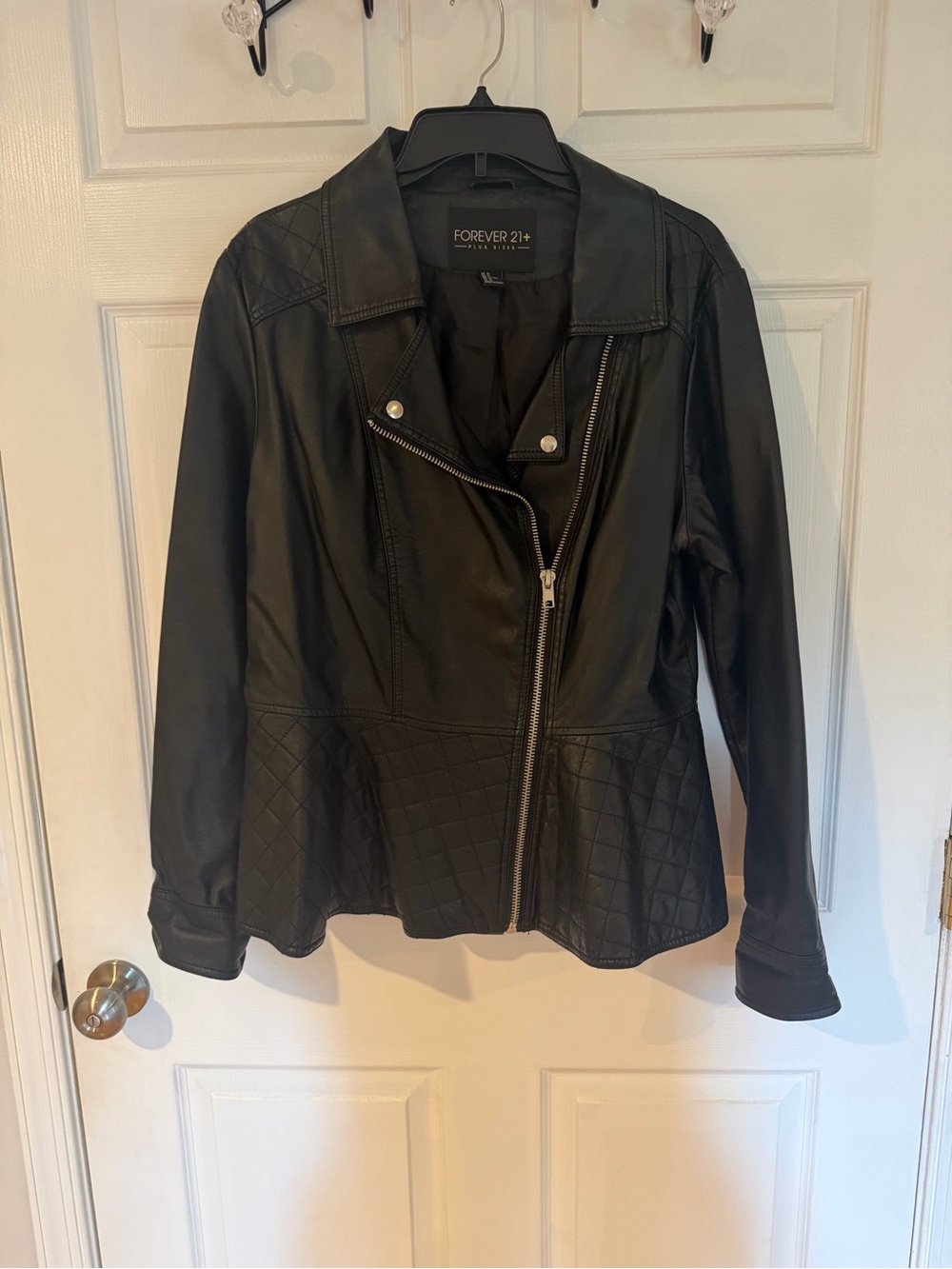 Forever 21 Black Faux Leather Asymmetrical Moto Jacket